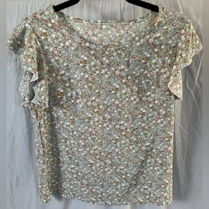 Floral ruffle sleeve blouse (XS)